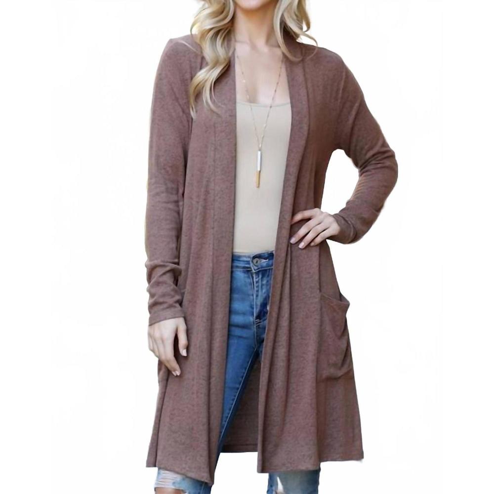NEW YOU AND ME long sleeve open front cardigan in latte